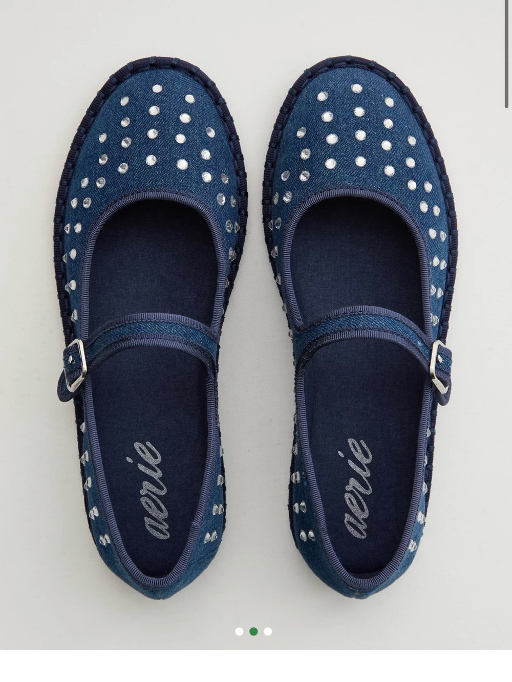 aerie denim Mary Jane ballet flats NWOT